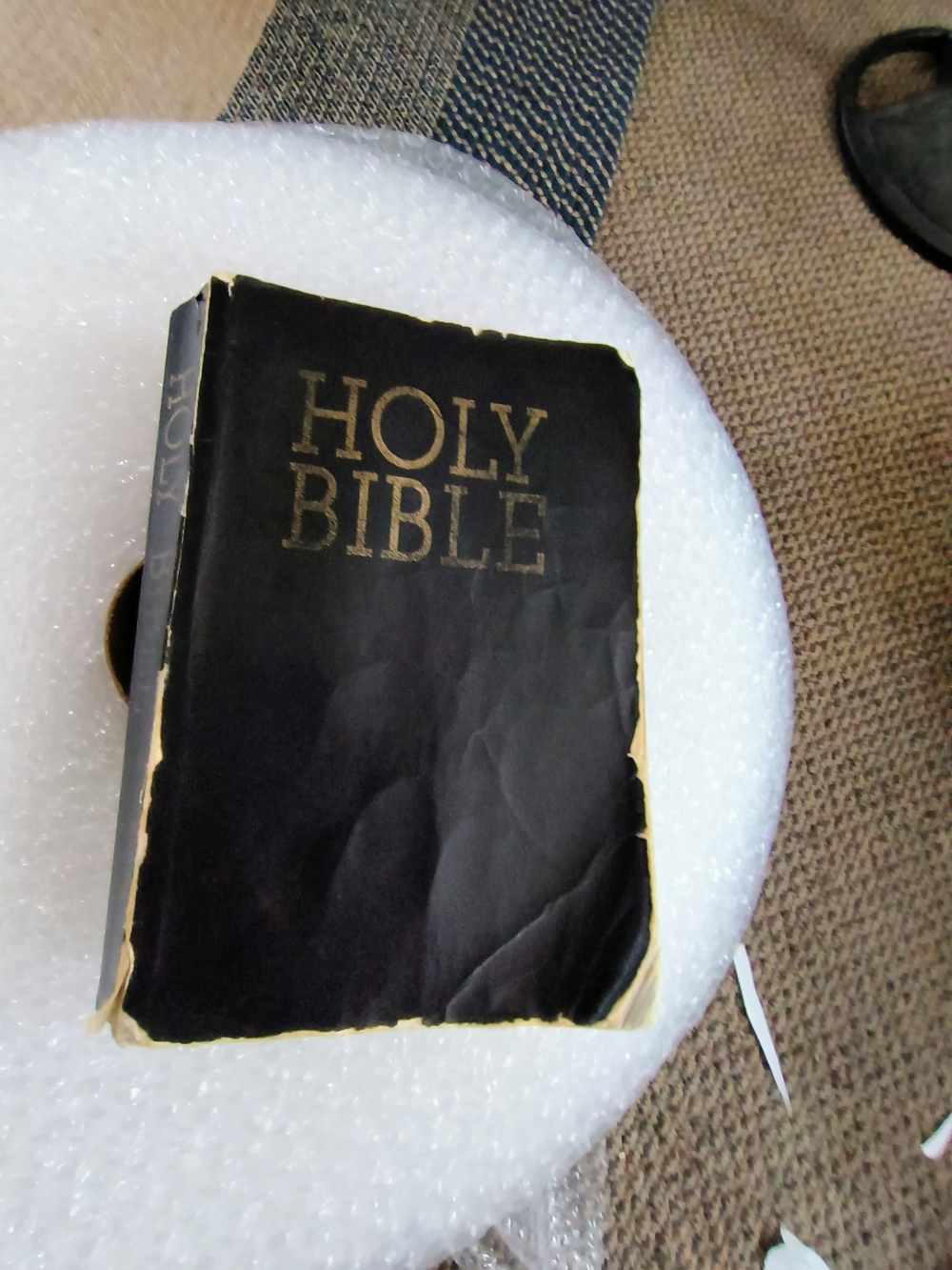 Holy Bible From Jail Black Softly Cover with Gold Lettering Dated 1990 SALVAGE